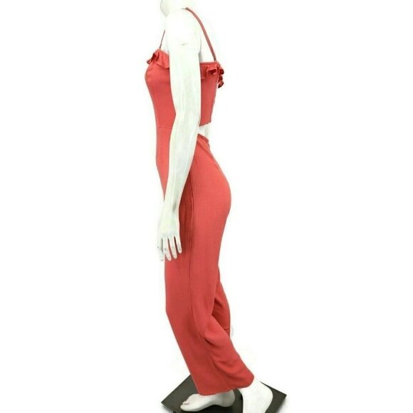 New Flynn Skye Parker Jumper Womens M Coral Salmon Jumpsuit V Neck Rayon - Picture 3 of 8